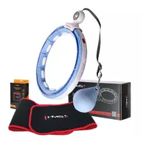 SET HULA HOOP MAGNETIC BLUE HHM15 WITH WEIGHT + COUNTER HMS + WAIST SUPPORT BR163 RED