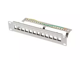 Patch Panel 12 Port 1U 10 inch FTP with organizer for keystone modules, gray