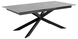 Irwine valgomojo stalas, Stalviršis keraminis pilkas, plieninis matinis juodas, 200/240x100x76 cm