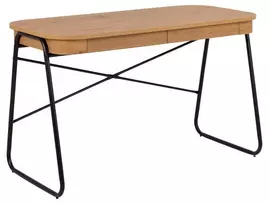 Biuro stalas Blueton, Viršutinis stalviršis matinis laukinio ąžuolo popierius, matinis juodas plienas, 120x60x75 cm