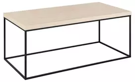 Kavos staliukas Barossa, Stalviršis melamino travertinas, plieninis matinis juodas, 110x55x45 cm