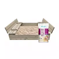 Smėlio dėžė Bonus Orbis, 120x120cm, su patiesalu ir 250kg smėlio, pilka