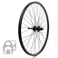 Galinis ratas J19SB 29" // 36H, diskiniams 6 varžtų, kasetė, dvigubas, kniedytas, greitveržlė