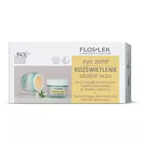 FLOSLEK_SET Akių zonos gelis su ežiuole ir plantanais 10g + skaistinantis akių kremas su ežiuole ir vitaminu C 15ml