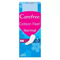 CAREFREE_Normal Su medvilnės ekstraktu higieniniai įklotai Šviežias kvapas 20 vnt.
