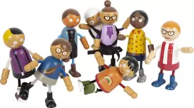 Bending dolls family with baby