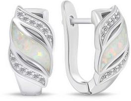 Brilio Silver Žavūs sidabriniai auskarai su cirkoniais ir sintetiniu opalu EA970W