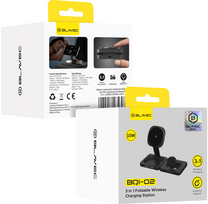 Oem Blavec belaidis įkroviklis BQI-02 Qi 15W magnetic Magsafe 3 in 1 (BQI02-QIMB) juodos spalvos