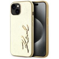 Karl Lagerfeld Wrinkled Metal Signature Case for iPhone 15, gold