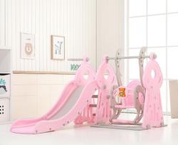 Vaikų čiuožykla su sūpynėmis ir krepšinio lanku "4-in-1" inSPORTline Swingslide - Rožinė
