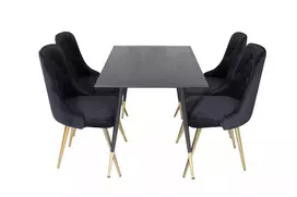 Valgomojo komplektas stalas Dipp su 4 kėdėmis Velvet Deluxe