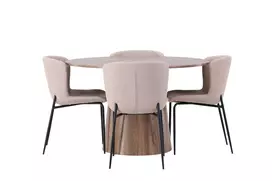 Lanzo valgomojo stalas φ120 - Natūralus / Natūralus MDF + Modesto valgomojo kėdė - Beige / Beige Boucle _4