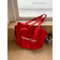 New Red Letter Canvas Bag Spring Lazy Style Large Capacity One-shoulder Tote Bag Casual Shopping Cloth Bag