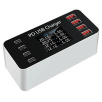 WLX-A9 65W 8-Port USB PD Įkroviklis 4USB-A+4USB-C PD Greitasis Įkrovimas Stacionari Įkrovimo Stotelė ES Kištukas JAV Kištukas su 1,2 m Ilgio Kintamosios Srovės Kabeliu EU Plug balta