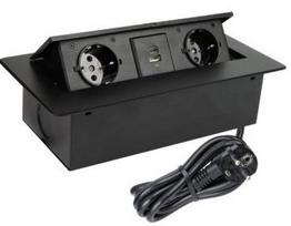 Įmontuojamas ilgintuvas Design Light, 2 vietos, USB A+C, 3 m