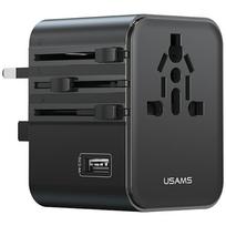 USAMS Travel Charger Adapter CC308 USB-C + USB-A 17W 4-in-1 US/AU/EU/UK black