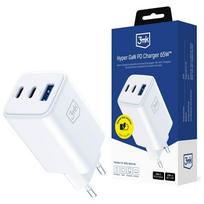 3MK Hyper GaN Charger 65W Wall Charger, White, 1x USB-A, 2x USB-C, PD, QC4+