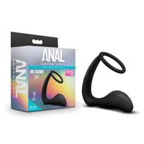 Anal Adventures Platinum - analinis dildo su penio žiedu - juodas