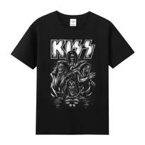 2024 Nauji Kiss Rock Metal Grupės Marškinėliai Su Spaudiniu Medvilniniai Apvalia Kaklo Trumpomis Rankovėmis Marškinėliai Hip Hop Vyriški Gatvės Viršutiniai Marškinėliai S smėlis