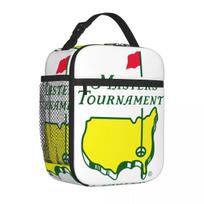 Masters Tournament Thermal Insulated Lunch Bags School Golf Sport Portable Box for Lunch Thermal Cooler Food Box 26x21x11CM smėlis