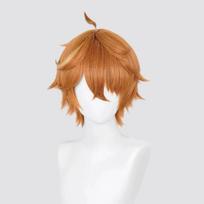 Genshin Impact Tartaglia Cosplay Wig Short Brown Heat Resistant Synthetic Hair Halloween Party Anime Cosplay Wigs + Wig Cap One Size