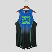 INCERUN Men Summer Sleeveless Gradient One Piece Bodysuits Short Jumpsuits Rompers XL mėlyna