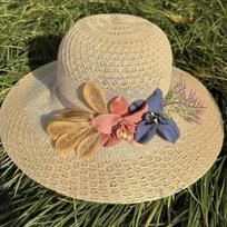 WTEMPO Moteriškos vienspalvės plačiabrylės kelioninės paplūdimio kvėpuojančios skrybėlės nuo saulės Retro elegantiškos pavasario vasaros sulankstomos apsaugančios nuo saulės gėlių skrybėlės 1pc chaki