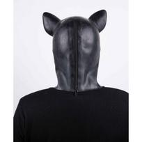 Masquerade latekso fetišo kaukė su nugaros užtrauktuku, vakarėlio vaidmenų žaidimo priedai, kostiumas black juoda