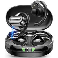 Belaidės ausinės, Bluetooth 5.4 sportinės ausinės, Bluetooth ausinės su ausų kabliukais, ENC triukšmo slopinimo mikrofonas, Belaidės Bluetooth ausinės nešiojamam kompiuteriui juoda
