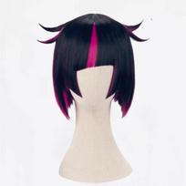Lilia Vanrouge Cosplay Perukas Juodas Violetinis Mišinys Trumpas Karščiui Atsparus Sintetinis Plaukas Helovino Šventė Anime Perukai + Peruko Kepuraitė + Ausys One Size