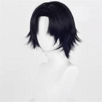 Chrollo Lucilfer Cosplay perukas Anime vidurinė dalis trumpi juodi karščiui atsparūs sintetiniai plaukai Helovino vakarėlio perukai + peruko kepurė One Size