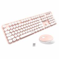 MOFII sweet 2.4G belaidės klaviatūros ir pelės rinkinys: 104 apvalūs klavišų dangteliai, puikiai tinkantys biuro užduotims rožinė