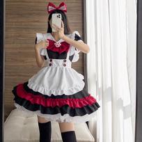 Helovino Vampyro Mažo Velniuko Tarnaitės Kostiumas Gotikinė Lolita Juodai Raudona Tarnaitės Suknelė Anime Personažo Cosplay Kostiumas S juoda/raudona