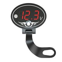 12V motociklo voltmetro daugiafunkcis vandeniui atsparus laikmatis su LED skaitmeniniu ekranu juoda
