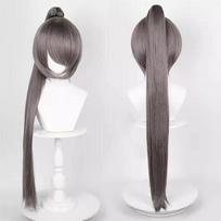 90 cm ilgio tiesi uodega Cosplay perukas Anime trumpas pagrindas Universalus daugiaspalvis karščiui atsparus sintetinio pluošto perukas + peruko kepuraitė One Size tamsiai pilka spalva