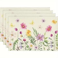 4Pcs Floral Butterfly Placemats Seasonal Farmhouse Spring Summer 12x18 Inch Placemats for Home Party Kitchen Dining Decoration