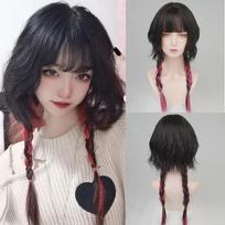 Juoda Raudona Ilgas Sintetinis Perukas Moterims Medūzos Natūralus Cosplay Lolita Perukai su Kirpčiukais Plaukai Kasdieniam Vakarėliui Natural Black