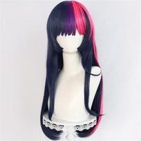 Twilight Sparkle Cosplay Perukas Ilgas Tiesus Violetinis Rožinis Mėlynas Unisex Karščiui Atsparus Sintetinis Plaukas Anime Vakarėlio Perukai + Peruko Kepuraitė One Size