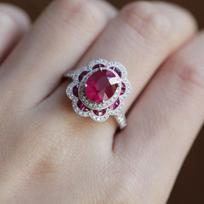 Classic design red gemstone rings for women light luxury exquisite flowers Radiant High quality fashionable engagement jewelry resizable