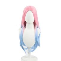 Aukštos kokybės Mizi Cosplay perukas 76cm ilgio dažytas gradientinis rožinis mėlynas karščiui atsparus sintetinis plaukas imituotas galvos odos anime perukai + peruko kepuraitė One Size