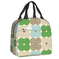 Orla Kiely Skandinaviškų gėlių nešiojama pietų dėžutė moterims Vandeniui atspari šaltkrepšio termo maisto izoliuota pietų krepšio vaikams studentams 22x20x13CM smėlis