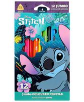 Spalvoti pieštukai DISNEY Stitch Blue JUMBO, 12 spalvų