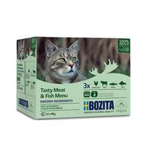 Bozita konservų žuvies ir mėsos gabaliukų drebučiuose rinkinys katėms, 12 x 85 g