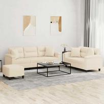 Sofa Sofos komplektas su pagalvėmis, 3 dalių, smėlio, audinys