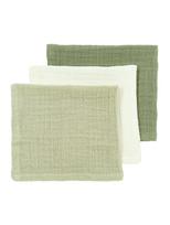 Marlinių (muslino) vystyklų komplektas, 3 vnt. 30x30, Meyco Baby (naturel/sost olive/olivegreen)