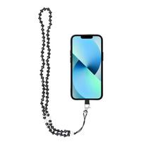 CRYSTAL DIAMOND Phone lanyard, Phone charm / cord length 74cm (37cm loop) / neck strap - black