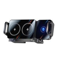 Automatinis dvigubos ritės belaidis automobilinis įkroviklis iPhone Samsung Galaxy Z Fold 4 3 2 Flip 4 3 telefonų laikiklis automobilinis greito įkrovimo stotis