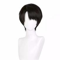 Levi Ackerman Cosplay Perukas Anime Trumpas Juodas Rudas Karščiui Atsparus Sintetinis Plaukas Helovino Vakarėlio Perukai + Peruko Kepuraitė One Size black