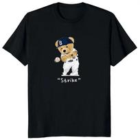 2025 New Teddy Bear Playing Badminton Tshirt Exercise Clothing Short Sleeve Graphics Men Women Short Sleeve Printed Shirt Top S