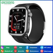SACOSDING Oro pompa Oro pagalvės tipo Tikslus kraujospūdžio matuoklis Išmanusis laikrodis Vyrams Moterims EKG 2,06  AMOLED ekranas Bluetooth skambinimas Išmanusis laikrodis juoda